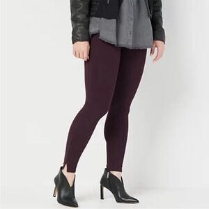 Spanx Ankle Length Ponte Split Hem Maroon Burgundy Plum Leggings Pants